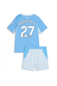 Manchester City Matheus Nunes #27 Jalkapallovaatteet Lasten Kotipeliasu 2026-27 Lyhythihainen (+ Lyhyet housut)